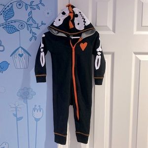 Cat & Jack Baby Dino Dinosaur Skeleton Hooded Halloween Costume 9M -12M Boy !